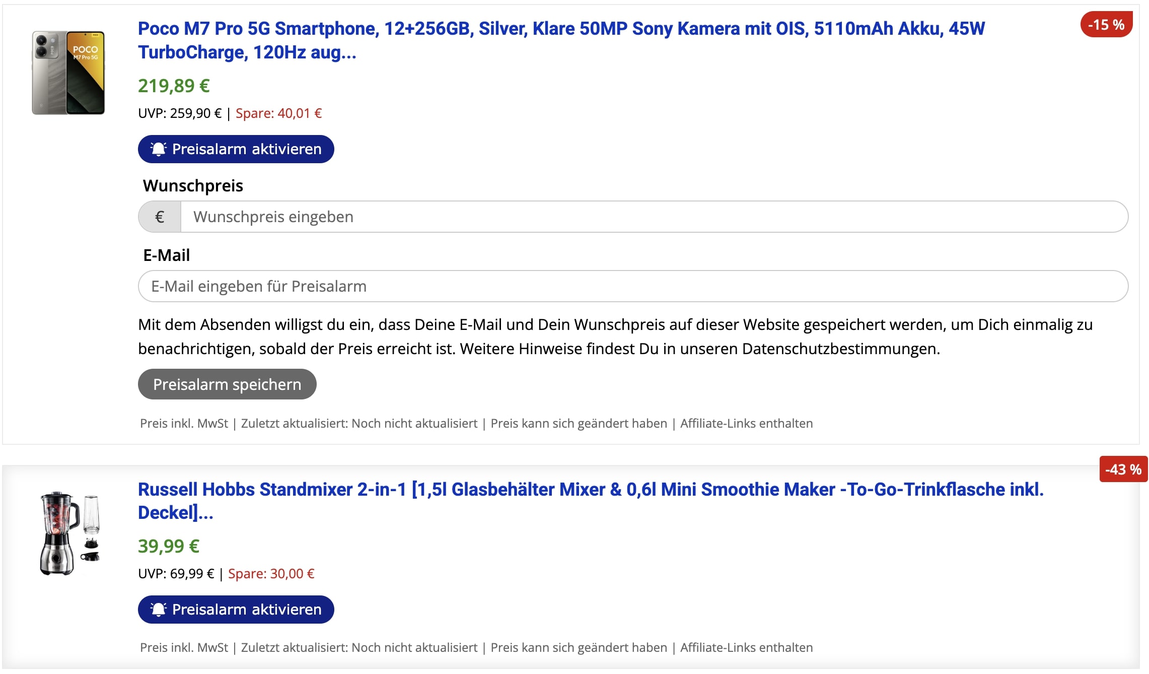 Boxyfy Amazon Produktbox mit Preisalarm Preiswecker Funktion